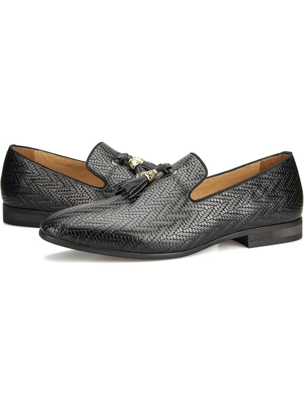Meijiana Men's Black05 Velvet Loafers Tassel Buckle Slip On Tuxedo Wedding Shoes
